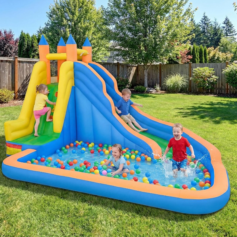 Kids Outdoor Water Slide - Costzon Inflatable Water Slide, Giant Bouncy