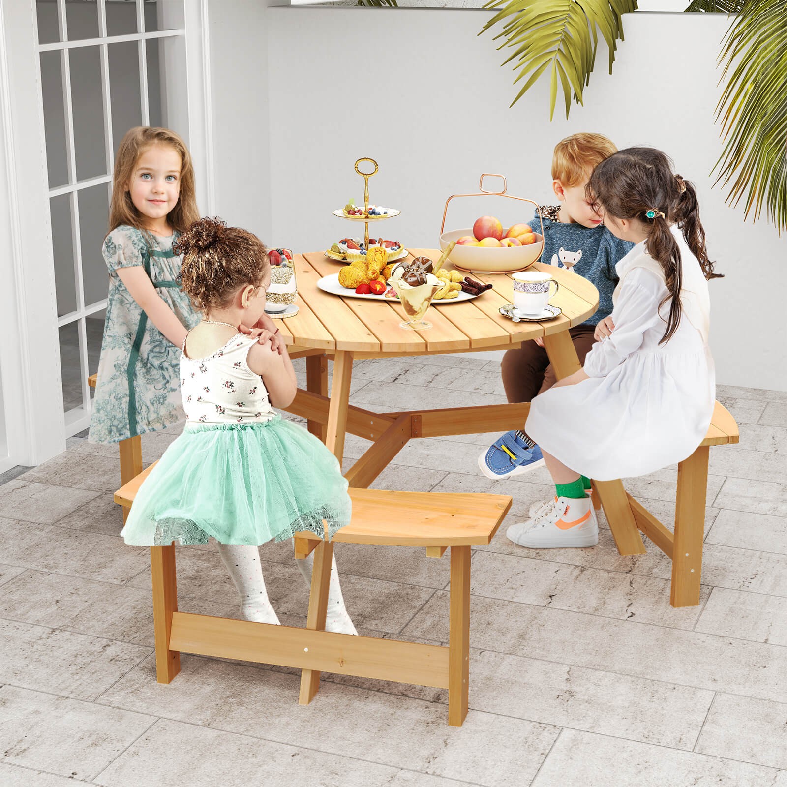 Kids Outdoor Umbrella - Kids Outdoor Wooden Picnic Table &