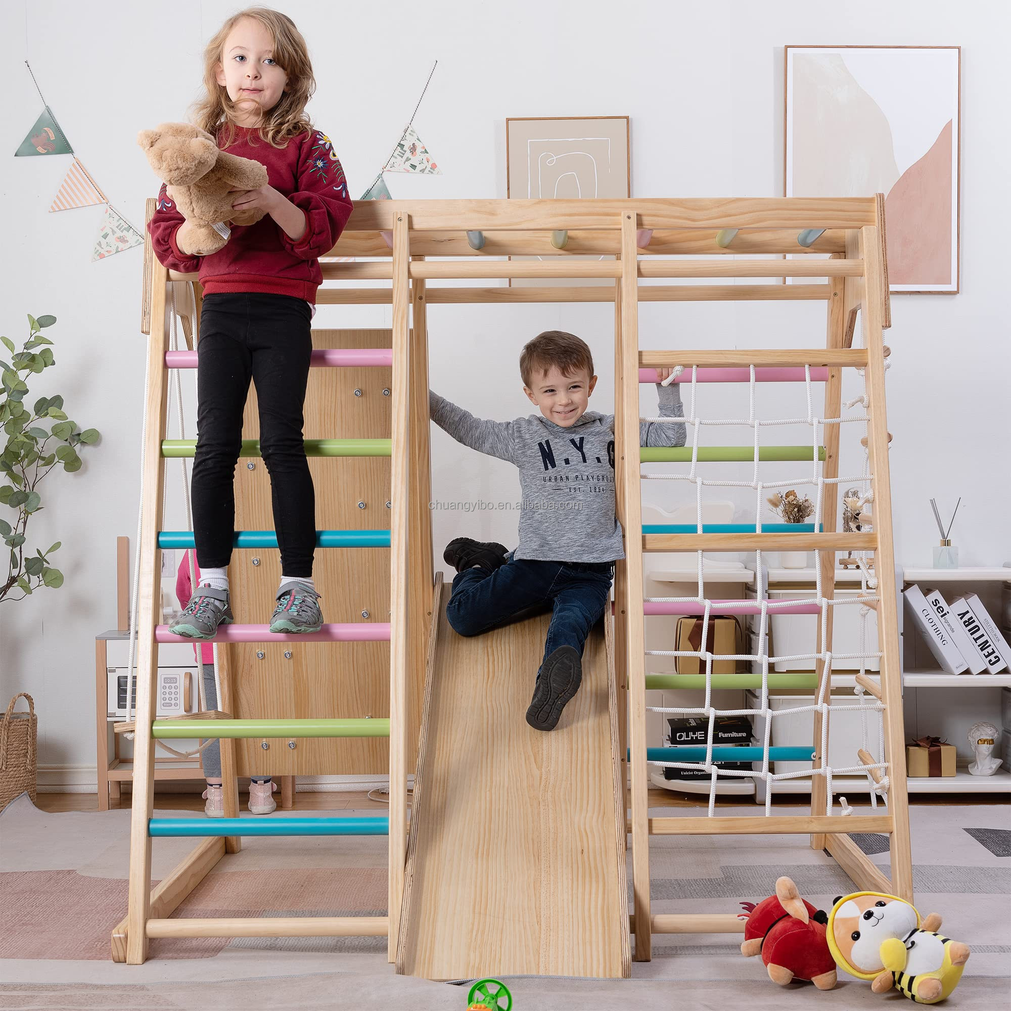 Kids Outdoor Playground - Climbing Walls Amusement Park Products Wooden