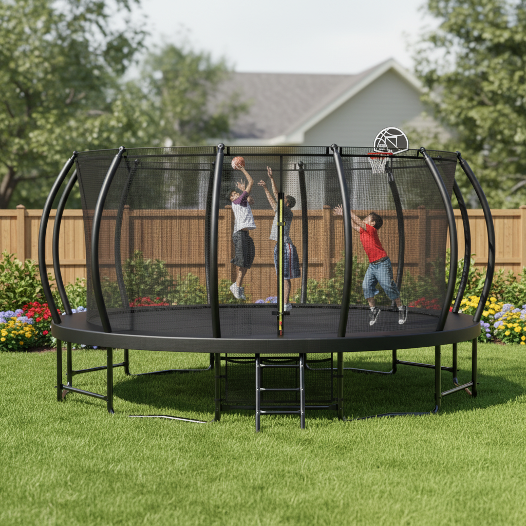 Kids Outdoor Trampoline - Round Trampoline 14FT Trampoline with Safety