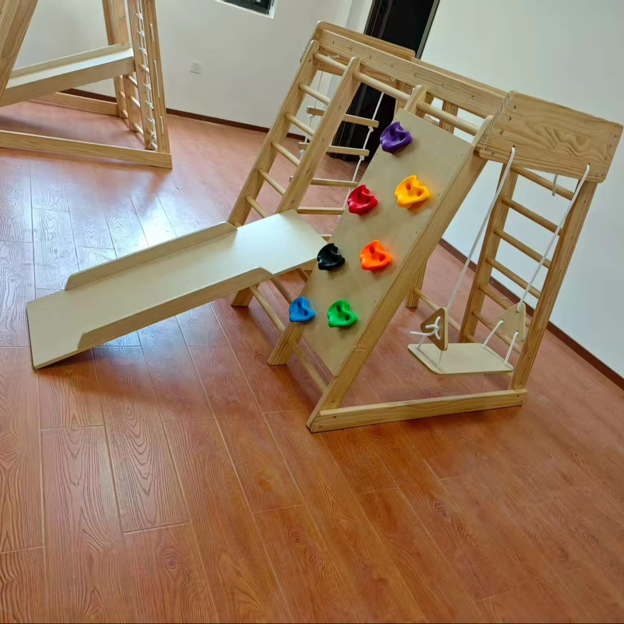 Kids Outdoor Playground - Wooden Kids Climbing Frame Ladders Toys