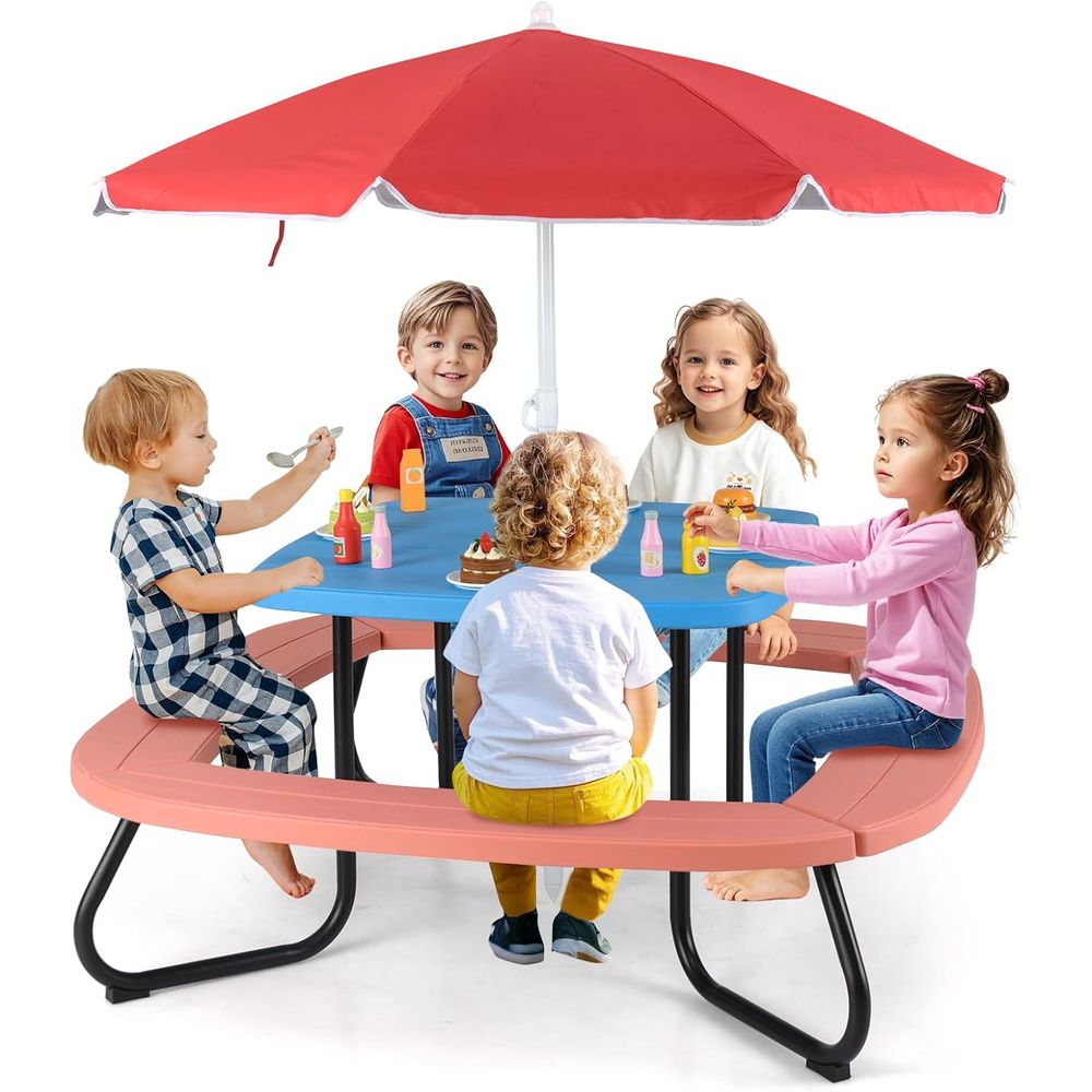 Kids Outdoor Umbrella - Kids Picnic Table, 8 Person Toddler