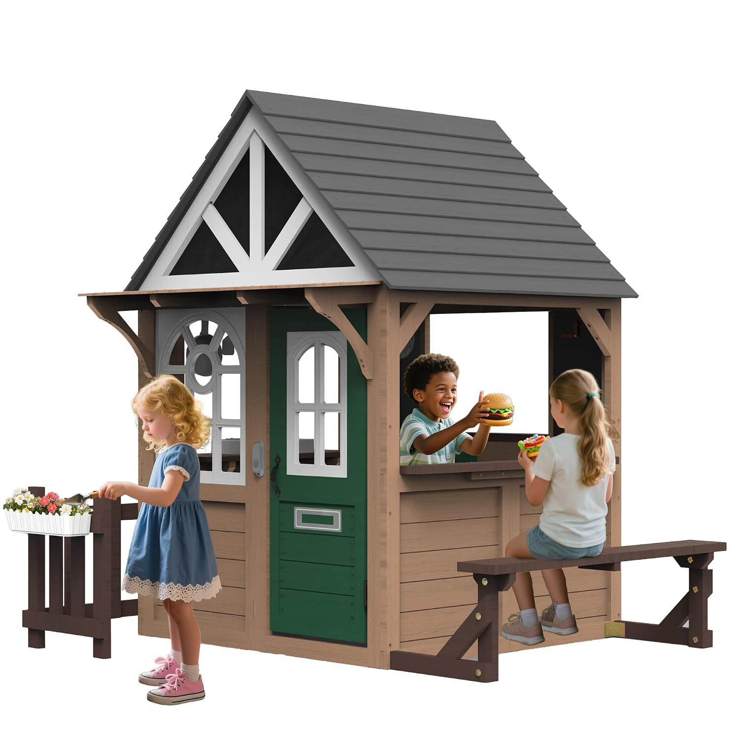 Kids Outdoor House With Kitchen - Outdoor Play House for Kids, Fir