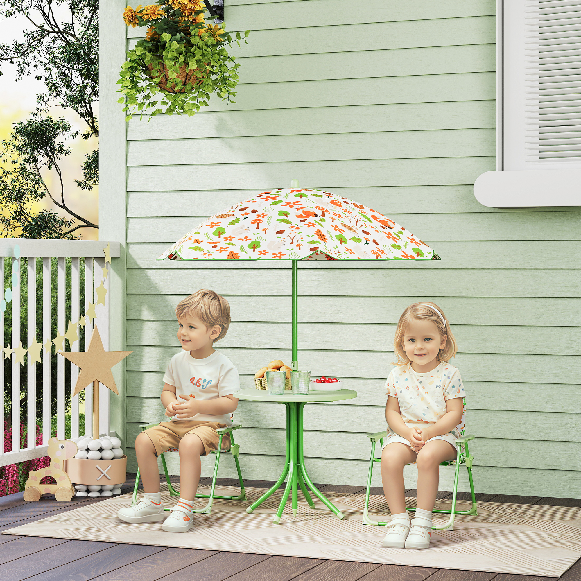 Kids Outdoor Table And Chairs With Umbrella - Kids Picnic Table and Chair Set,
