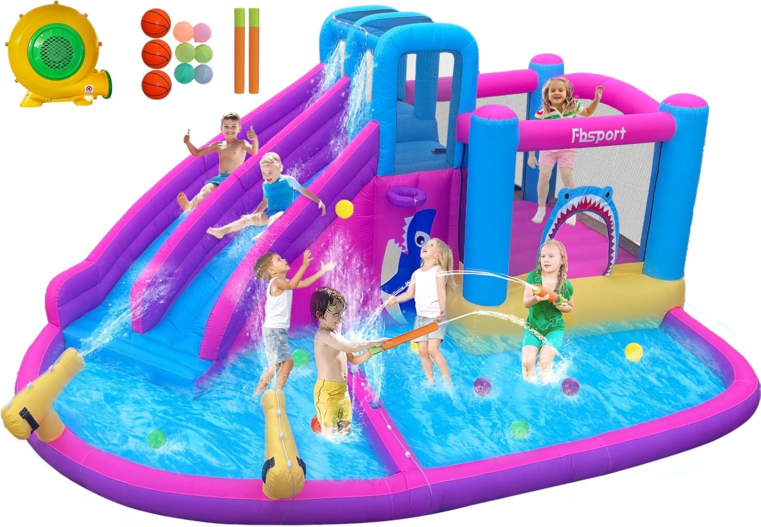 Kids Outdoor Water Slide - Twin Water Slides Inflatable Bounce House