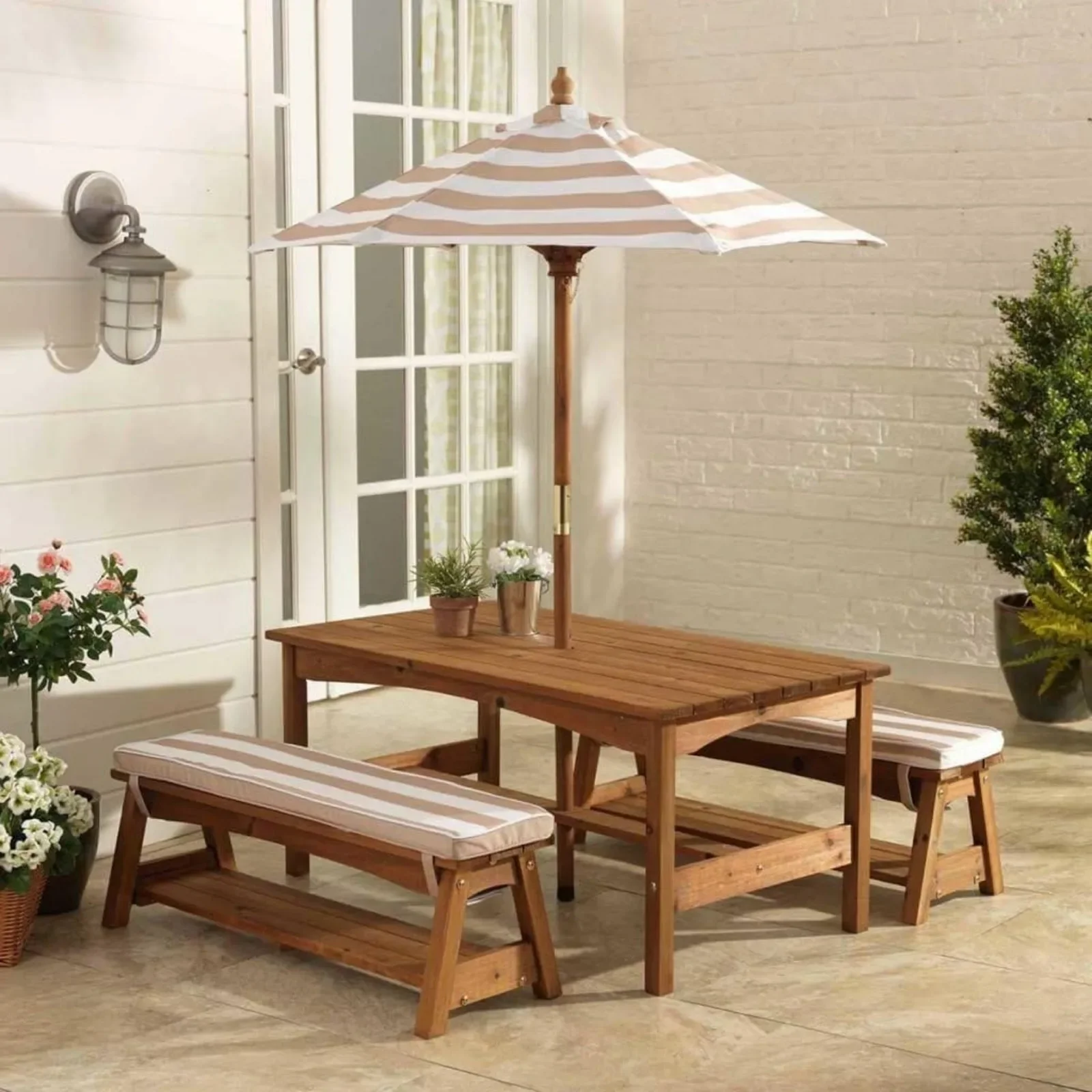 For Outdoor Wooden Table & Ben – обзор и цена Kids Outdoor Table With Umbrella