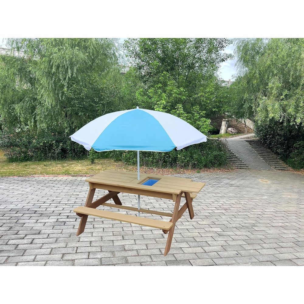 Kids 3-in-1 Sand Water Activit – обзор и цена Kids Outdoor Bench With Umbrella