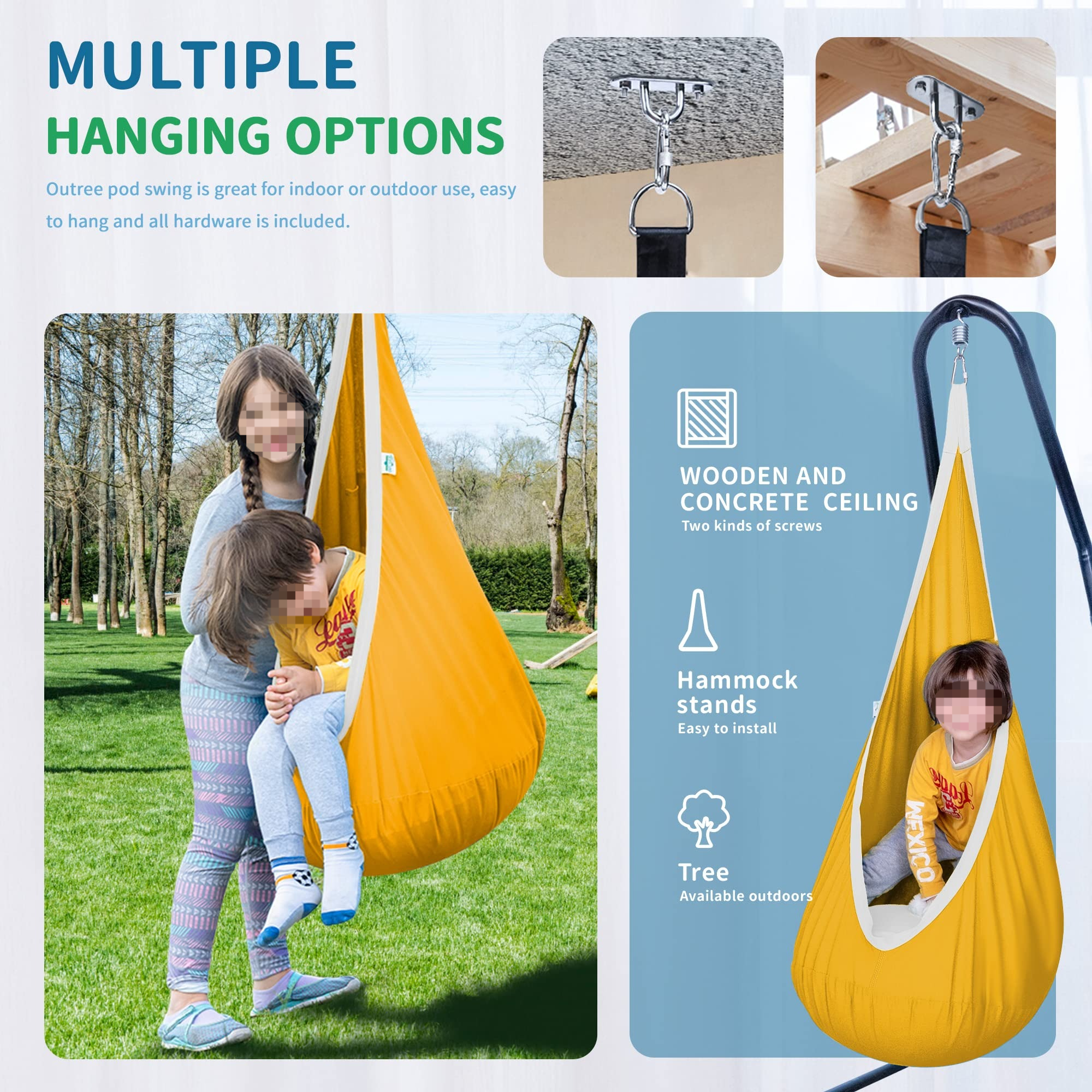 1Pc Kids Pod Swing Seat Cotton – обзор и цена Kids Yellow Outdoor Chair