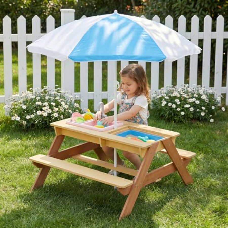 Outdoor kids picnic table with – обзор и цена Kids Outdoor Table With Umbrella