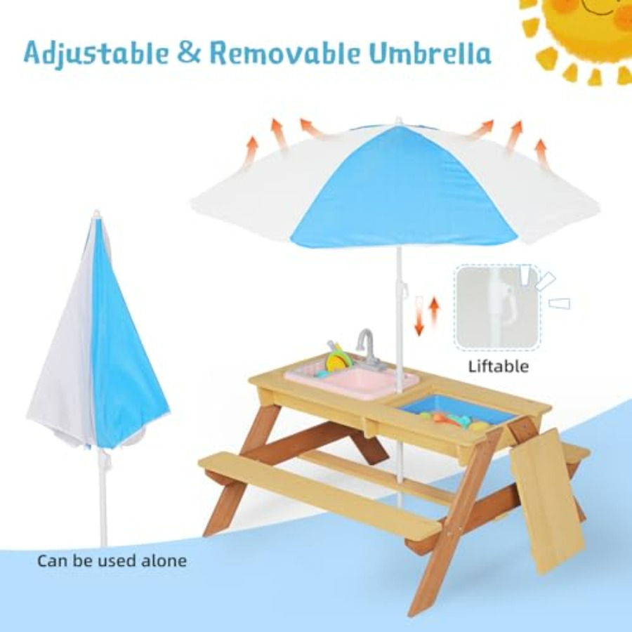 Outdoor kids picnic table with – обзор и цена Kids Outdoor Table With Umbrella