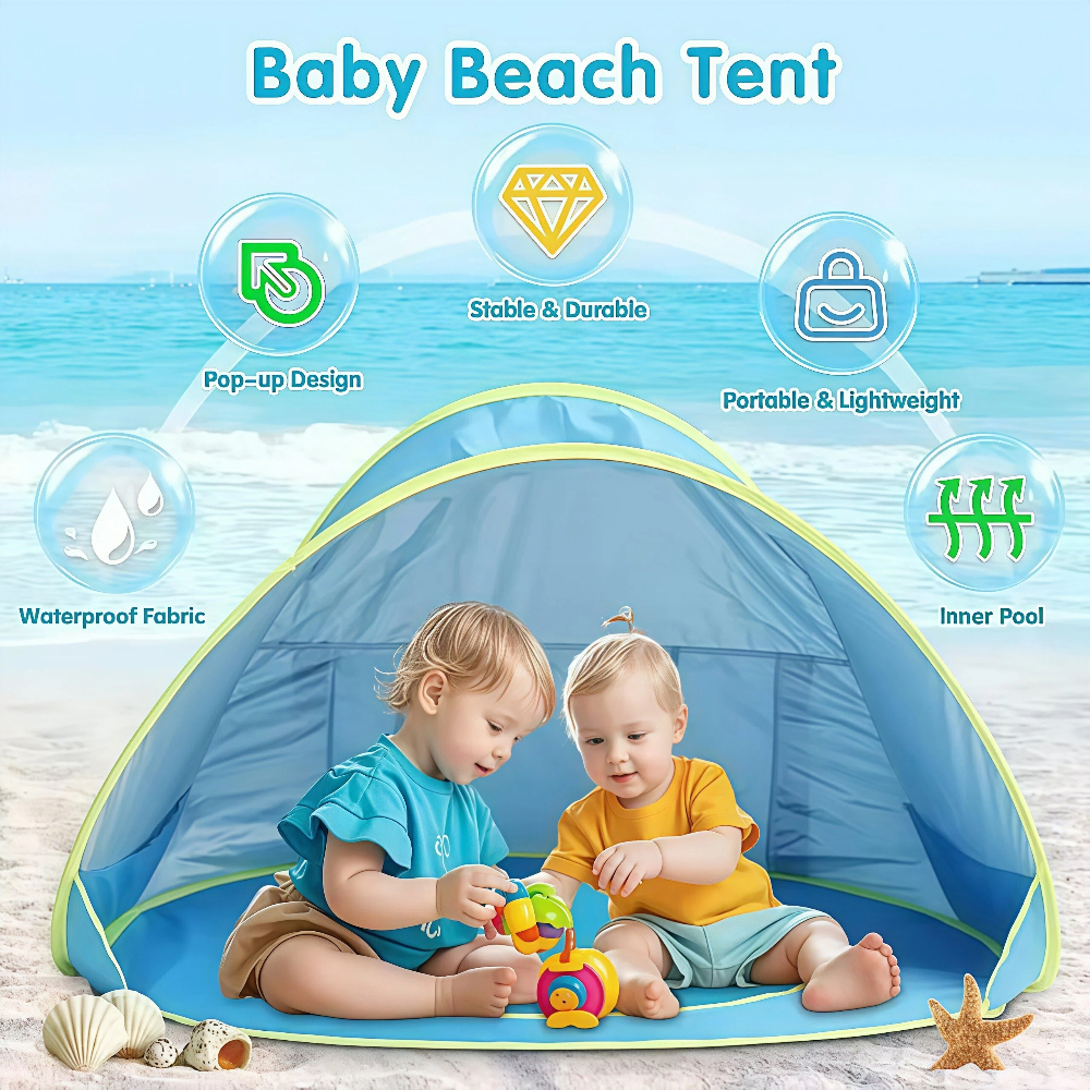 Baby Beach Tent with Pool UPF5 – обзор и цена Kids Outdoor Teepee