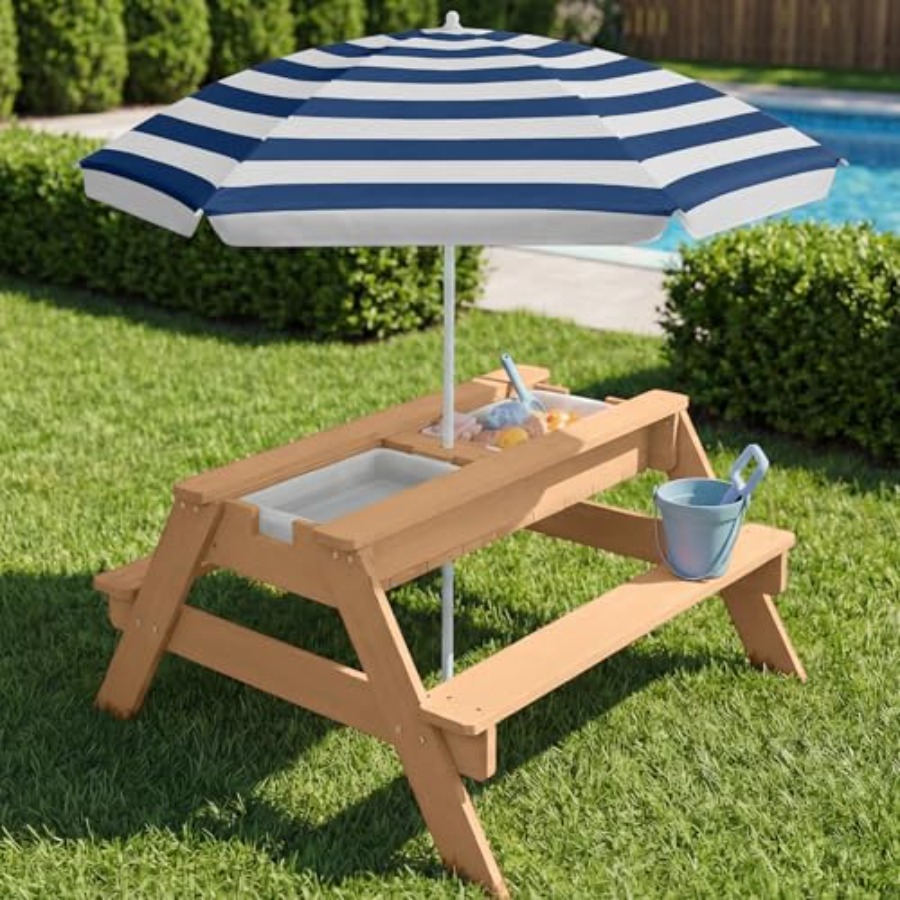 Outdoor kids picnic table with – обзор и цена Kids Outdoor Table With Umbrella