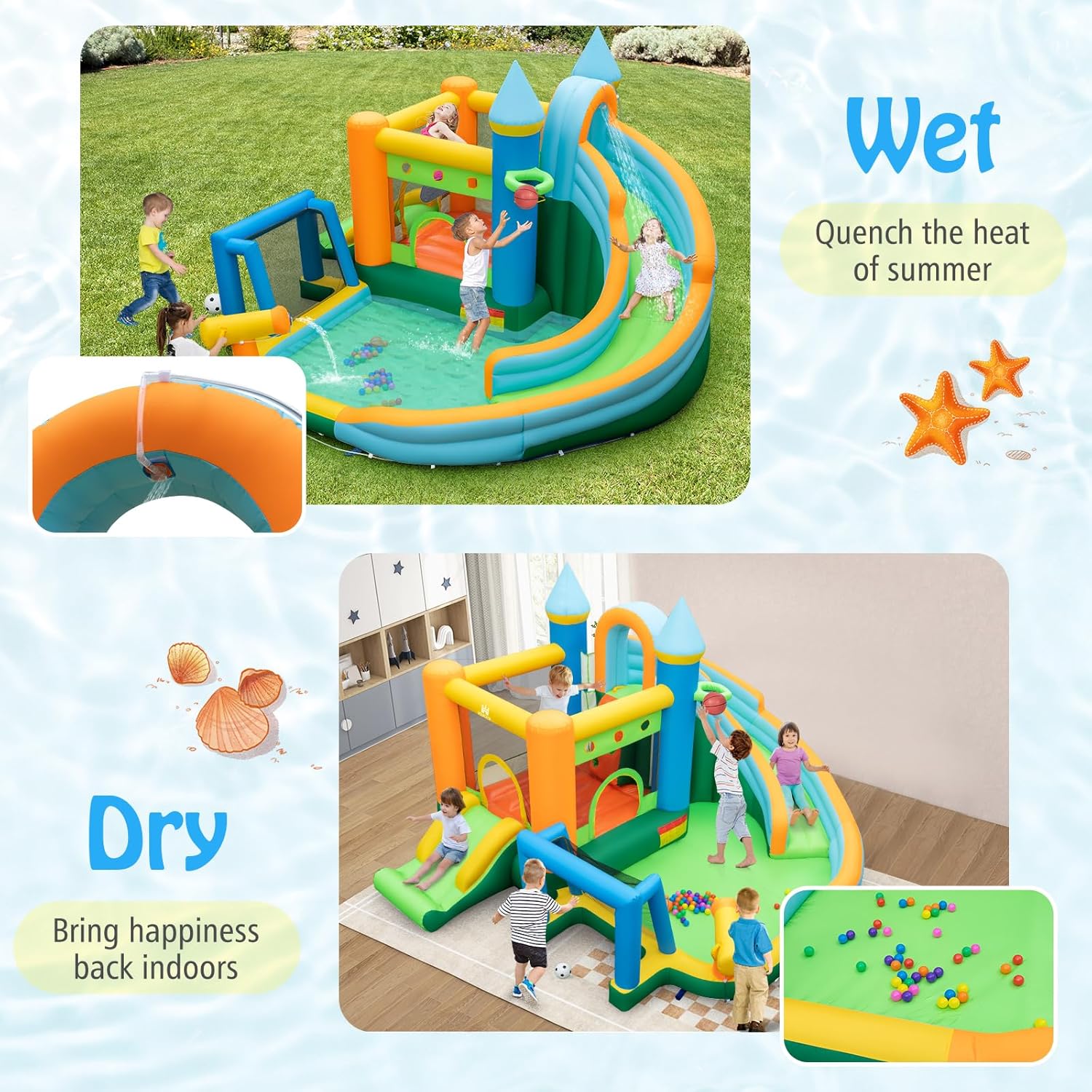 9-in-1 Inflatable Water Slide  – обзор и цена Kids Outdoor Water Slide