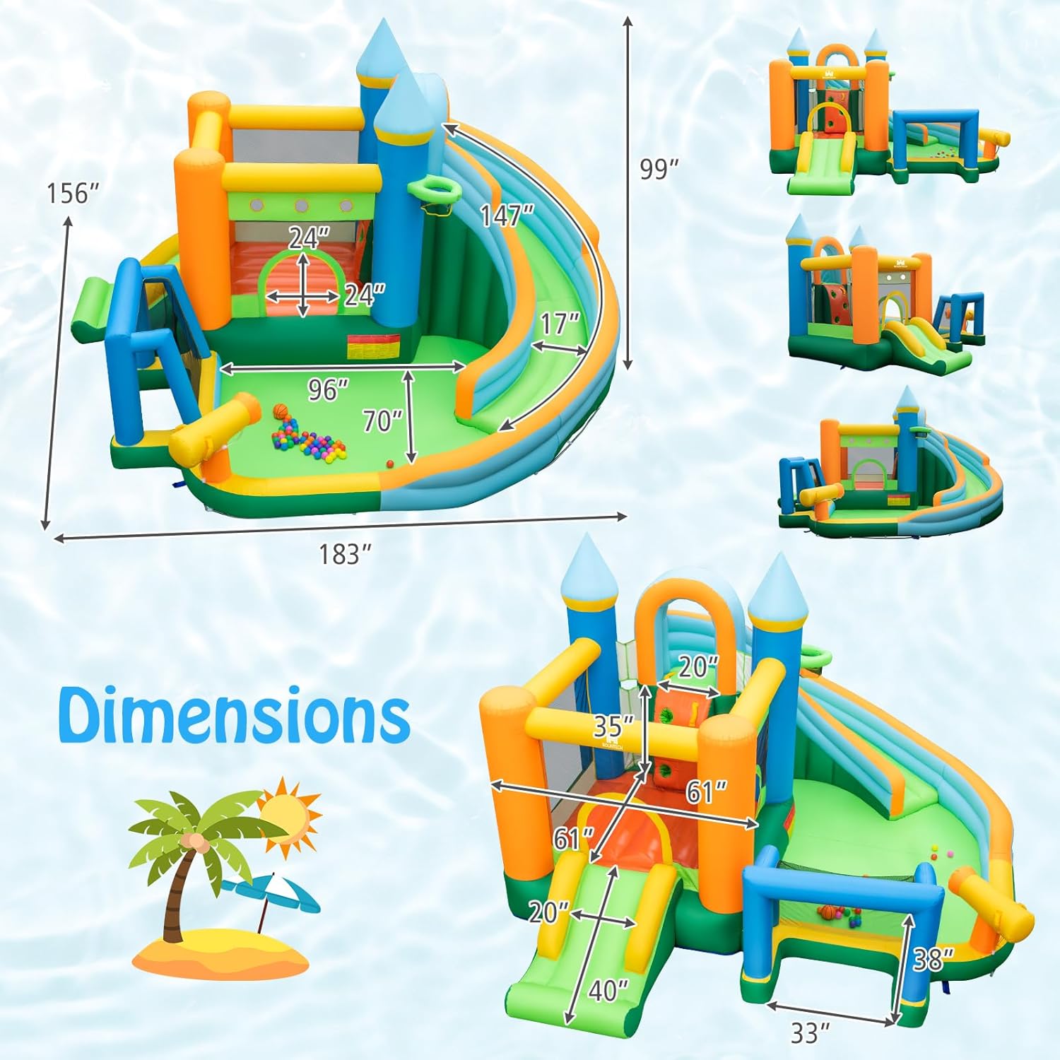 9-in-1 Inflatable Water Slide  – обзор и цена Kids Outdoor Water Slide