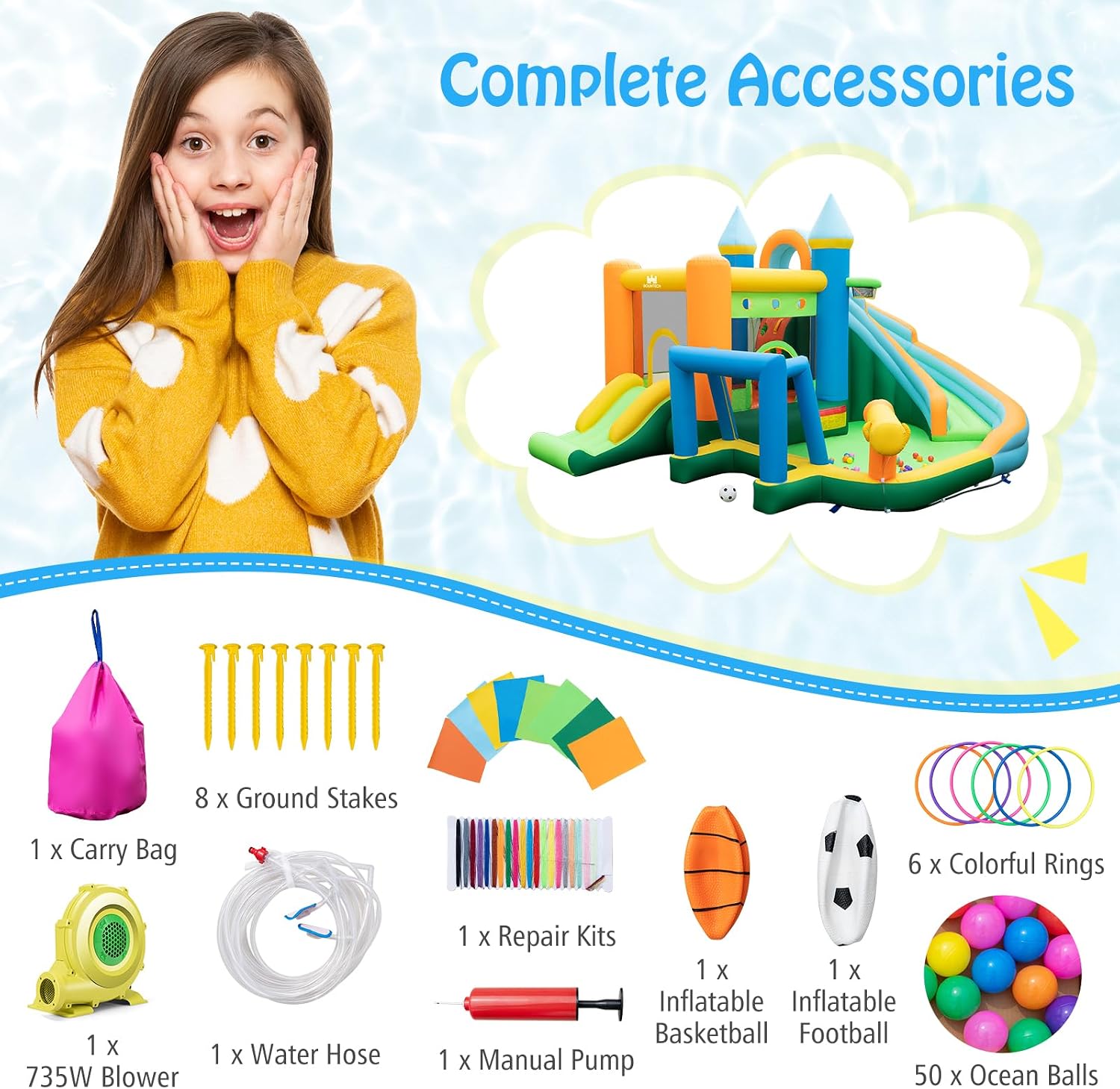 9-in-1 Inflatable Water Slide  – обзор и цена Kids Outdoor Water Slide