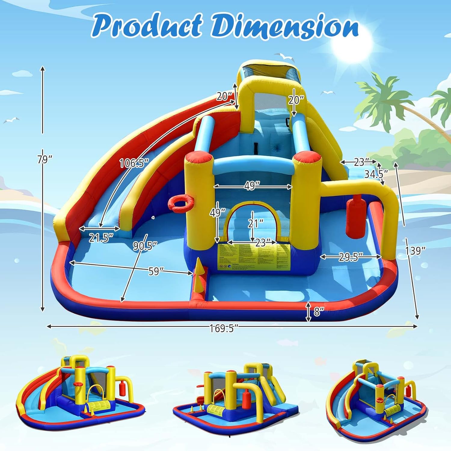 6-in-1 Inflatable Water Park B – обзор и цена Kids Outdoor Water Slide