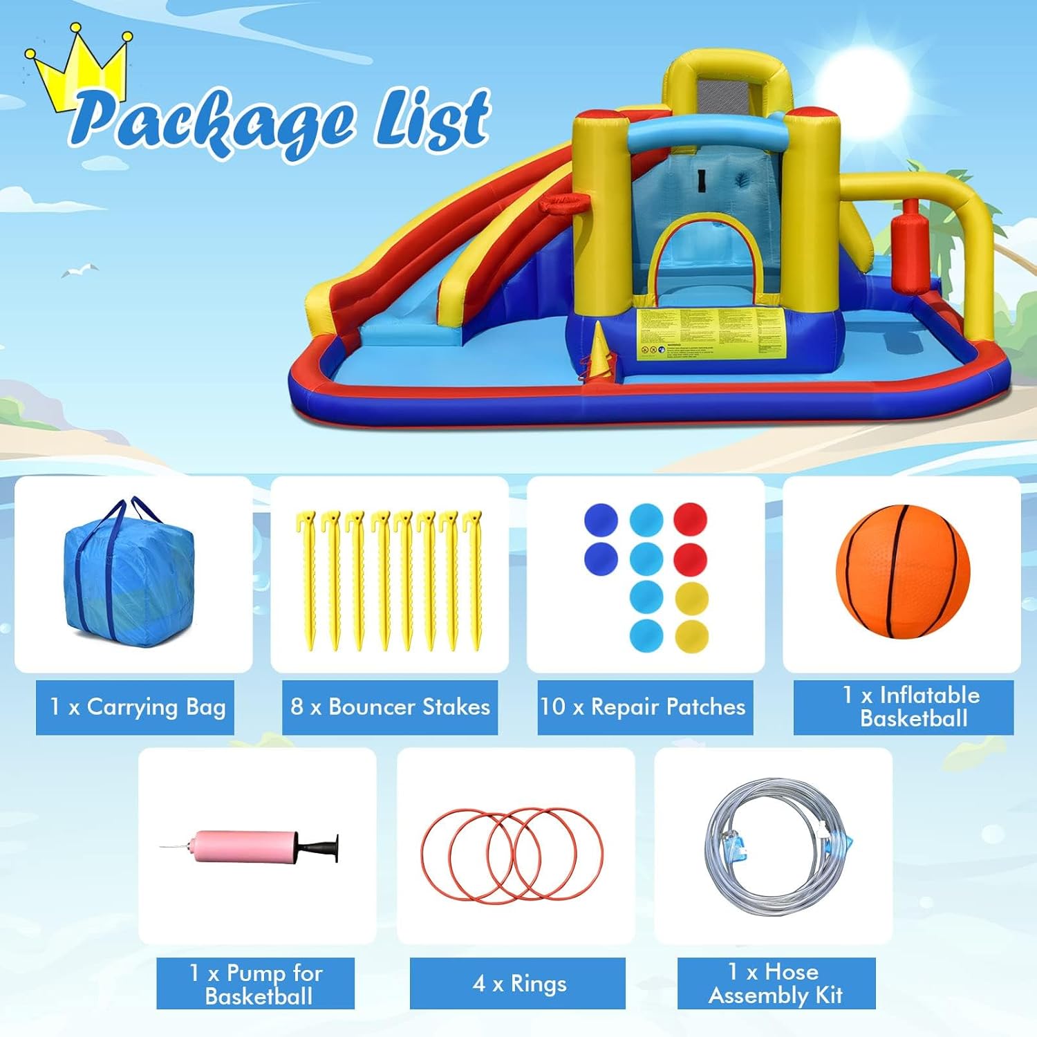 6-in-1 Inflatable Water Park B – обзор и цена Kids Outdoor Water Slide