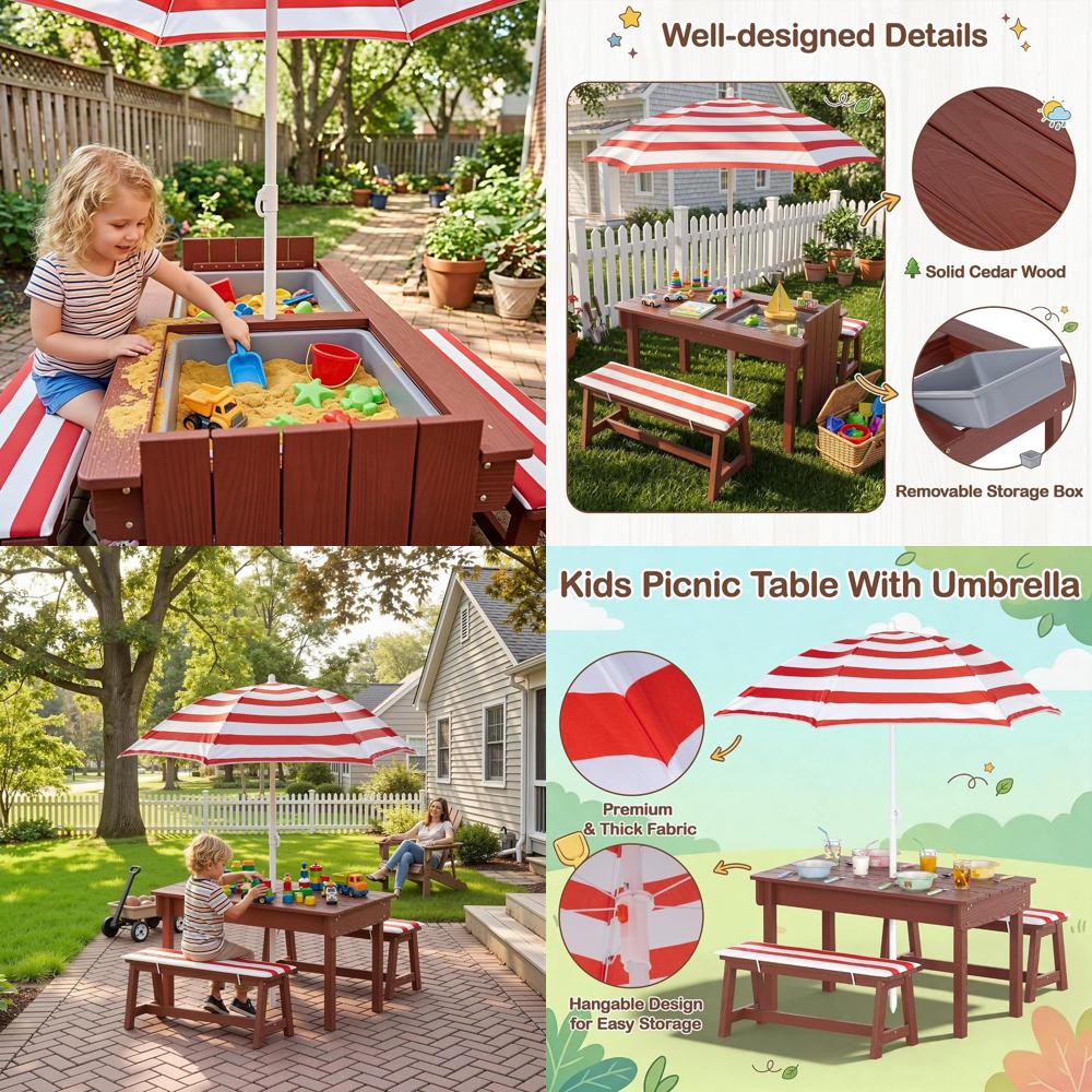 Kids Picnic Table with Umbrell – обзор и цена Kids Outdoor Bench With Umbrella