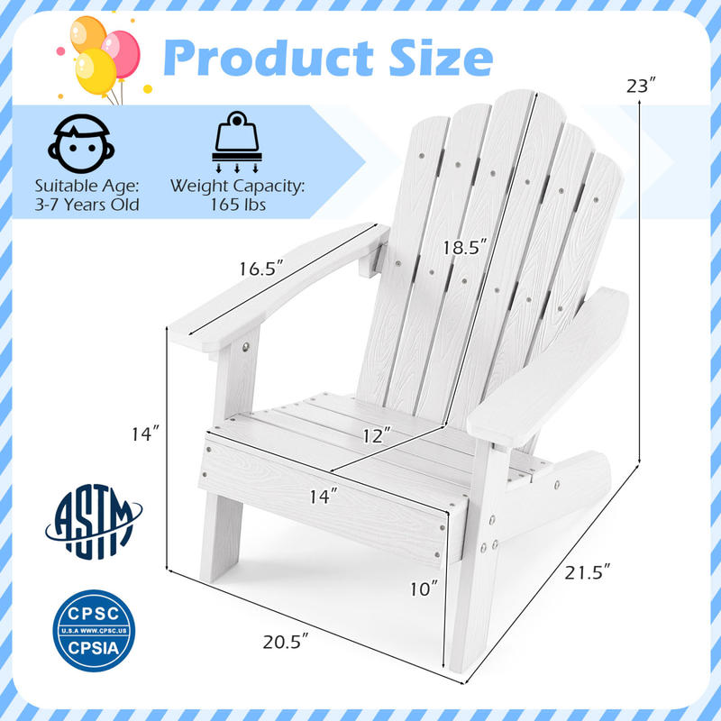 Kids Adirondack Chair All-weat – обзор и цена Kids Outdoor Adirondack Chair