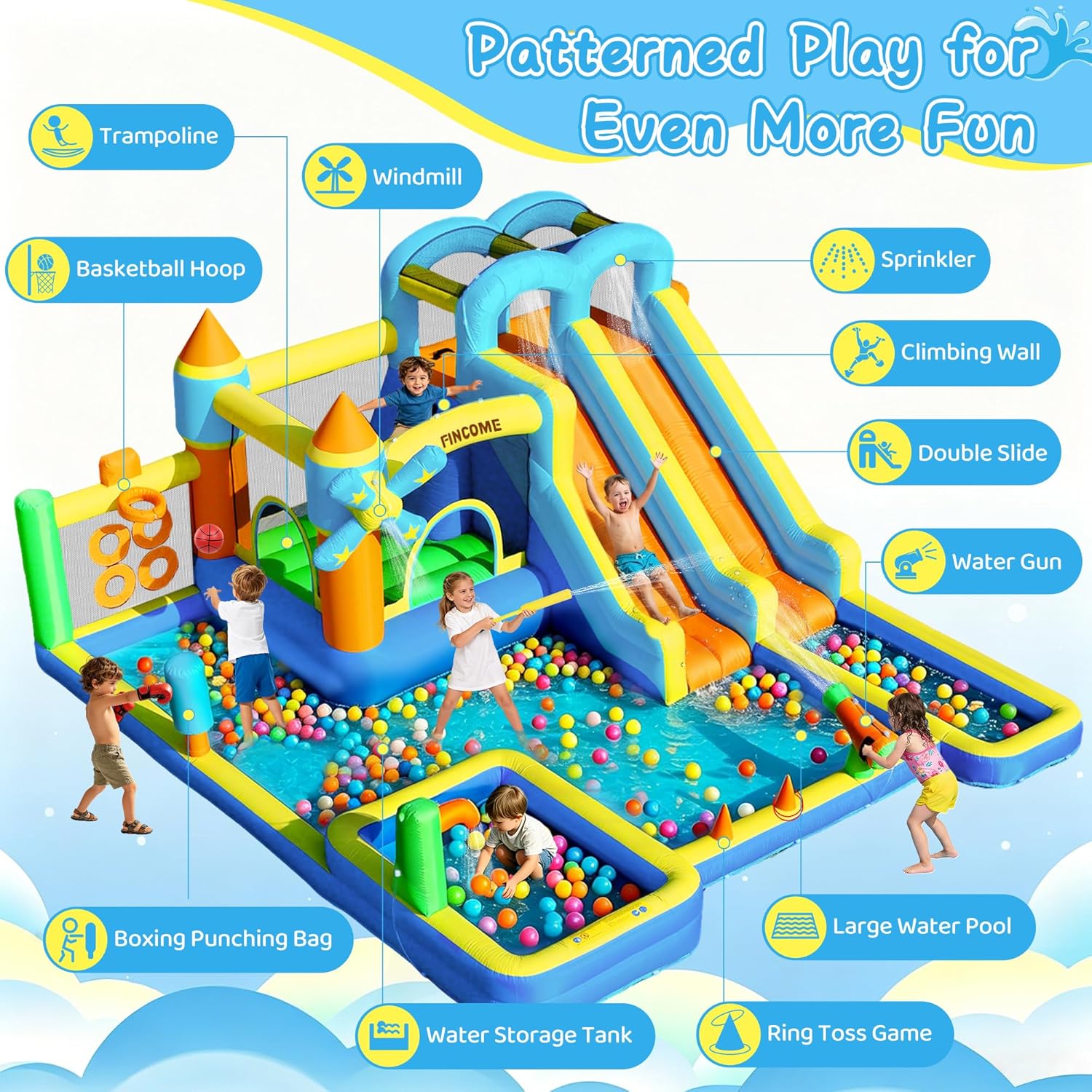 10-in-1 Inflatable Bouncy Cast – обзор и цена Kids Outdoor Water Slide