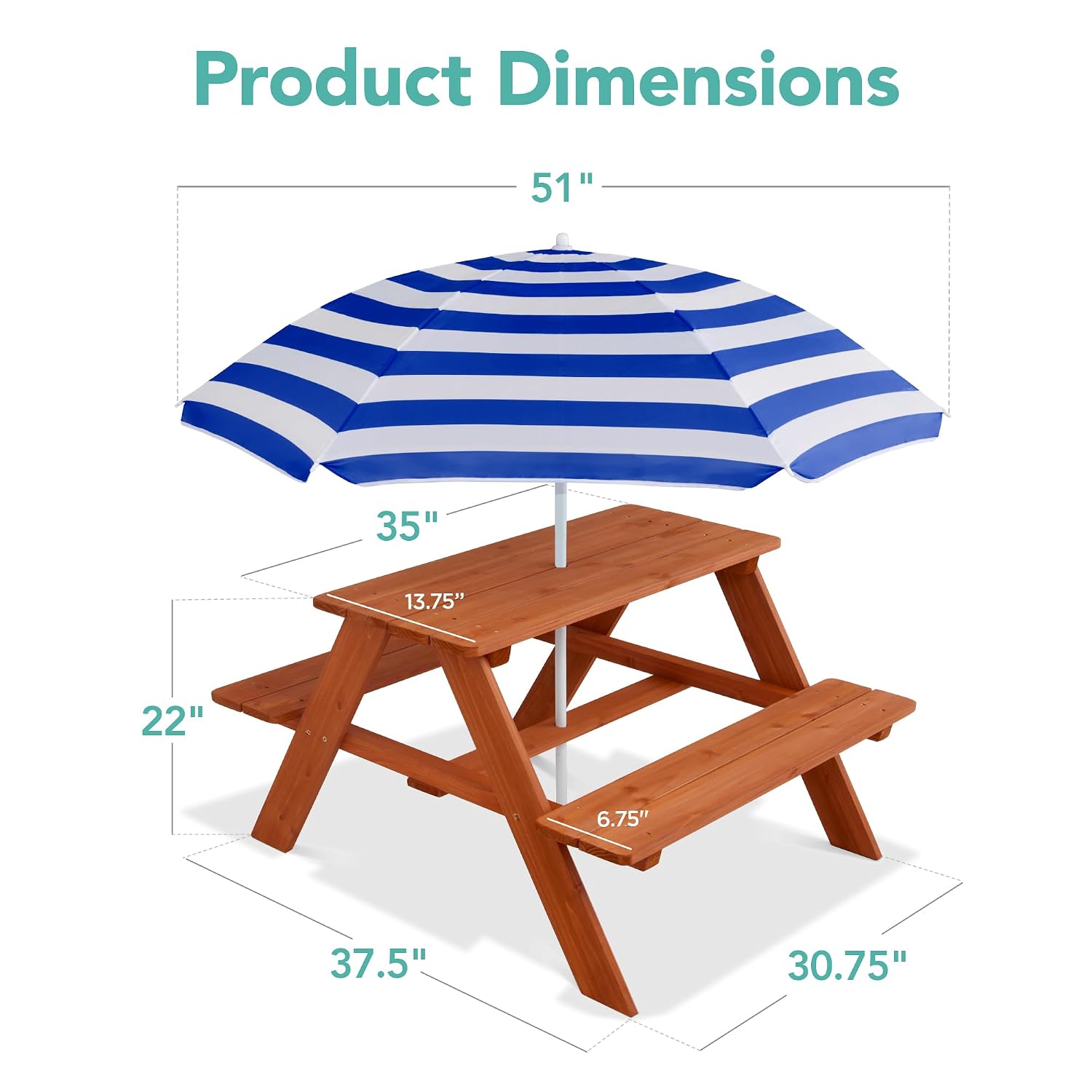 Wooden Kids Picnic Table with  – обзор и цена Kids Outdoor Bench With Umbrella