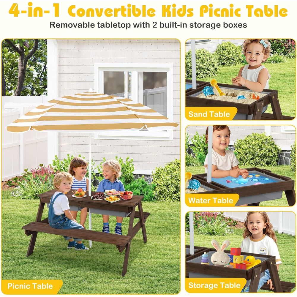 Kids Picnic Table with Sensory – обзор и цена Kids Outdoor Table With Umbrella