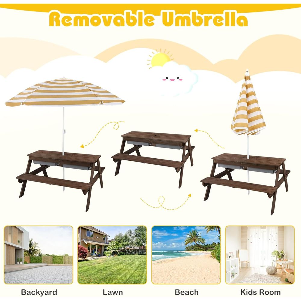 Kids Picnic Table with Sensory – обзор и цена Kids Outdoor Table With Umbrella
