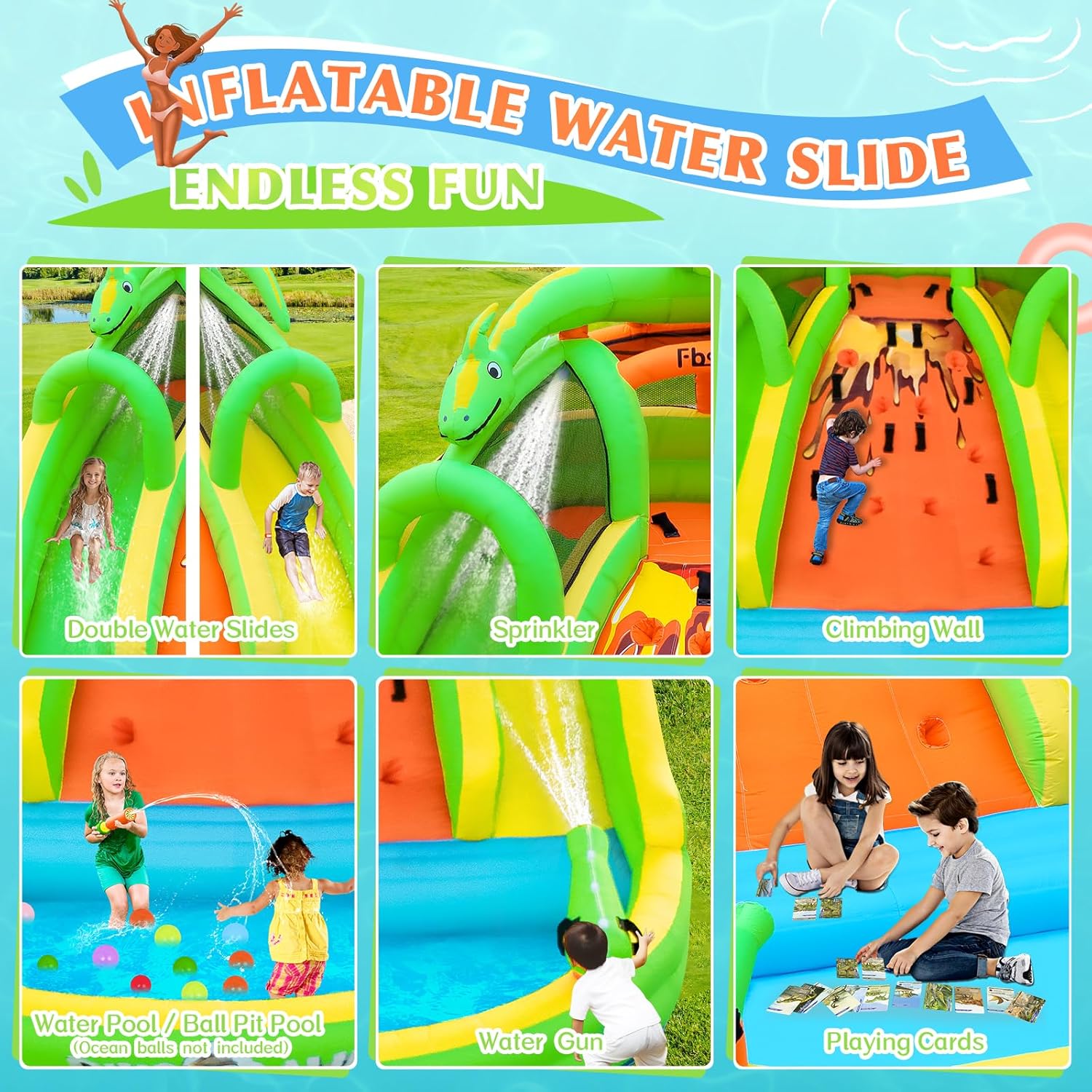Kids Inflatable Bounce House w – обзор и цена Kids Outdoor Water Slide