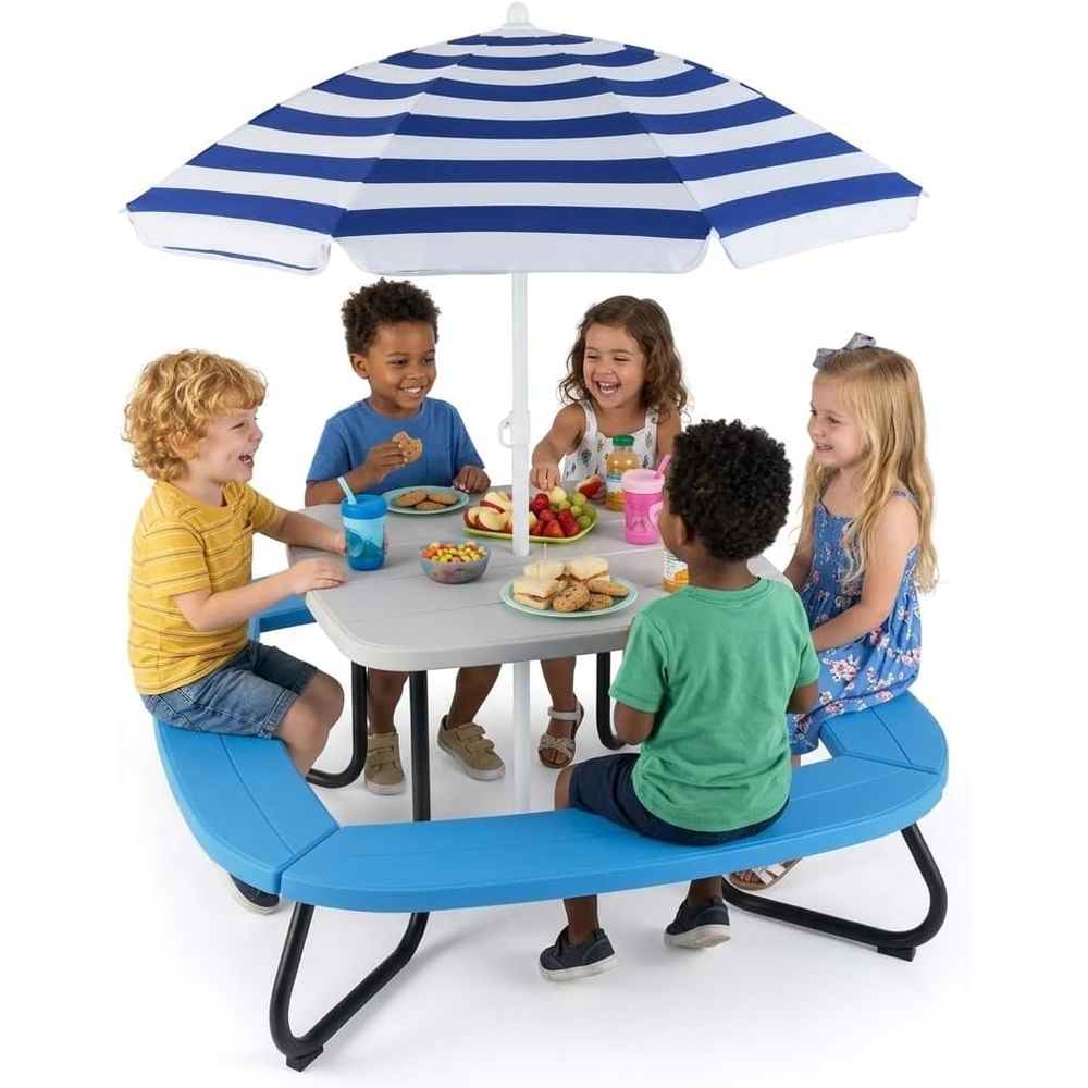 Kids Picnic Table, 8 Person Ki – обзор и цена Kids Outdoor Table And Chairs With Umbrella