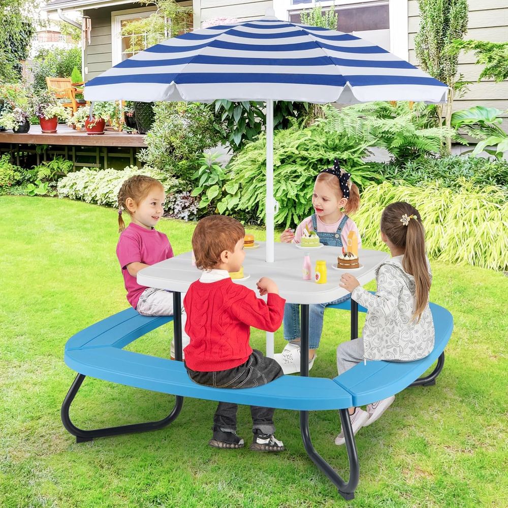 Kids Picnic Table, 8 Person Ki – обзор и цена Kids Outdoor Table And Chairs With Umbrella