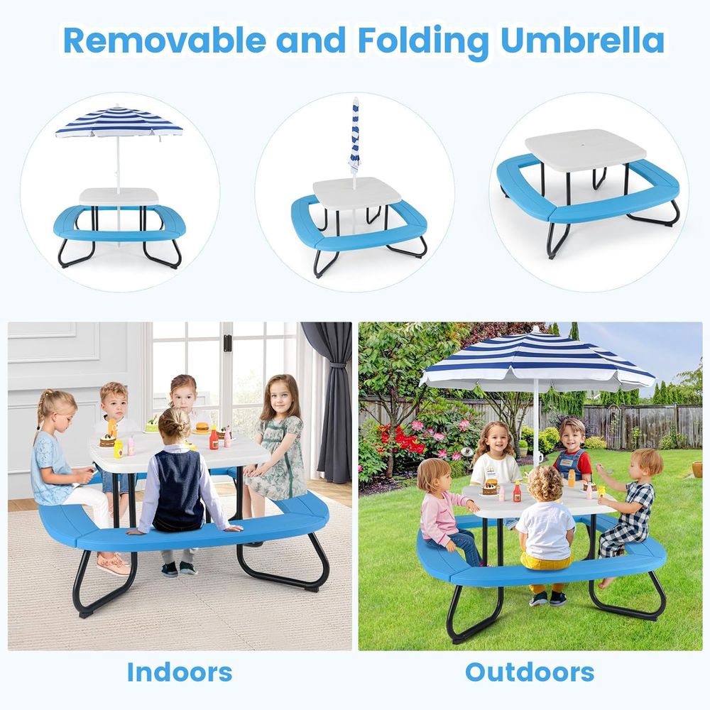 Kids Picnic Table, 8 Person Ki – обзор и цена Kids Outdoor Table And Chairs With Umbrella