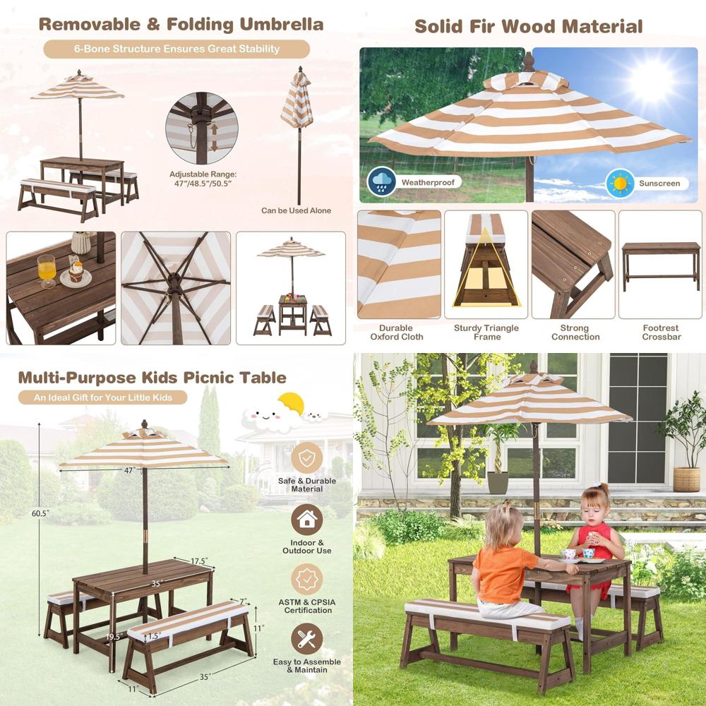 Kids Picnic Table, Outdoor Woo – обзор и цена Kids Outdoor Bench With Umbrella