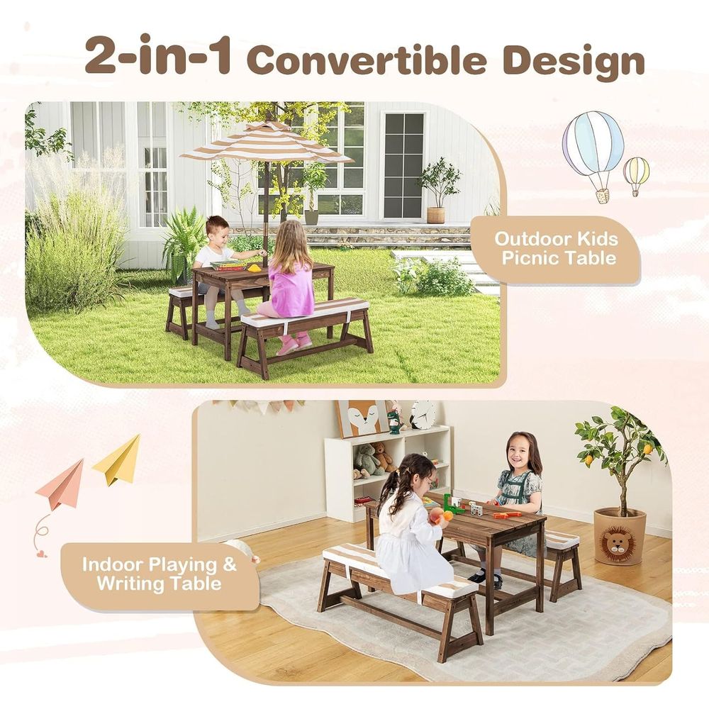 Kids Picnic Table, Outdoor Woo – обзор и цена Kids Outdoor Bench With Umbrella