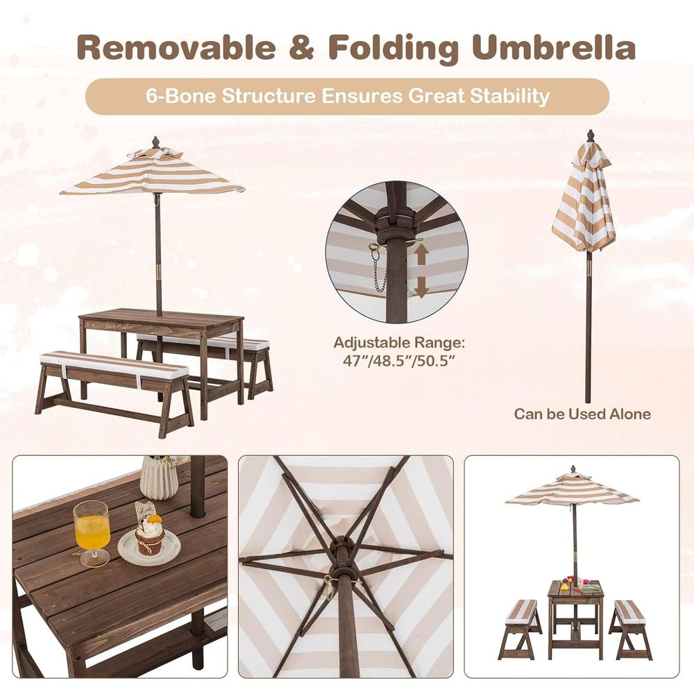 Kids Picnic Table, Outdoor Woo – обзор и цена Kids Outdoor Bench With Umbrella