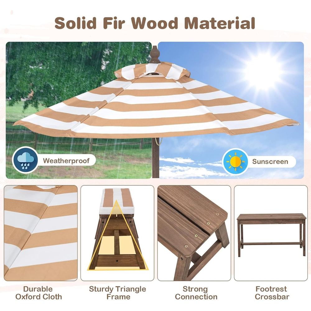 Kids Picnic Table, Outdoor Woo – обзор и цена Kids Outdoor Bench With Umbrella