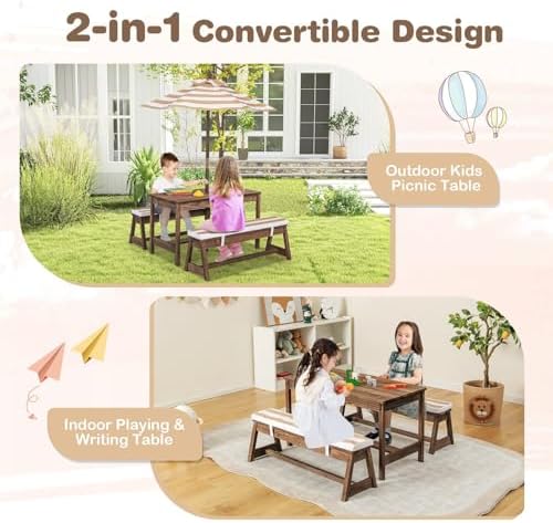 Kids Picnic Table, Outdoor Woo – обзор и цена Kids Outdoor Table With Umbrella