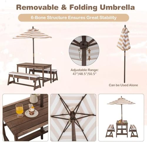 Kids Picnic Table, Outdoor Woo – обзор и цена Kids Outdoor Table With Umbrella