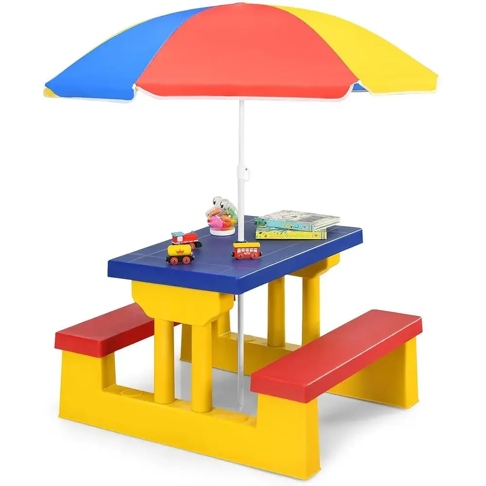 Multicolor Outdoor Kids Picnic – обзор и цена Kids Outdoor Bench With Umbrella