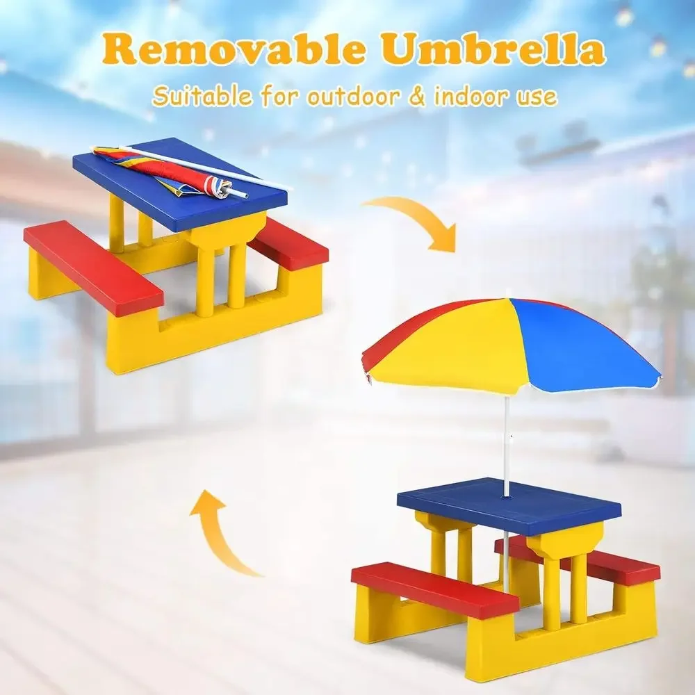 Multicolor Outdoor Kids Picnic – обзор и цена Kids Outdoor Bench With Umbrella