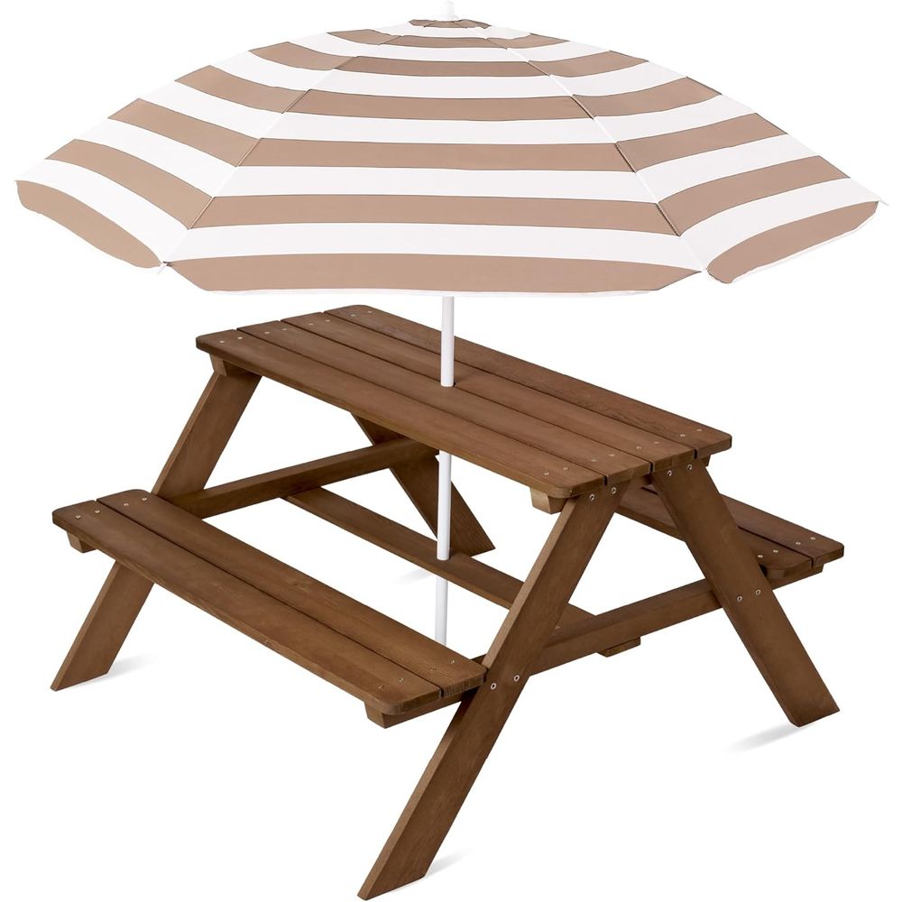 Wooden Kids Picnic Table with  – обзор и цена Kids Outdoor Bench With Umbrella