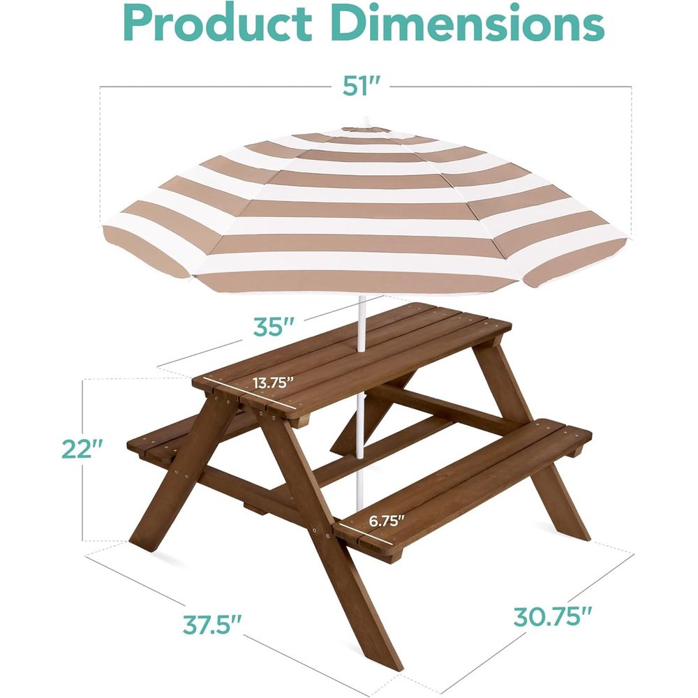 Wooden Kids Picnic Table with  – обзор и цена Kids Outdoor Bench With Umbrella