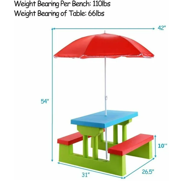 Children Outdoor Picnic Table  – обзор и цена Kids Outdoor Umbrella