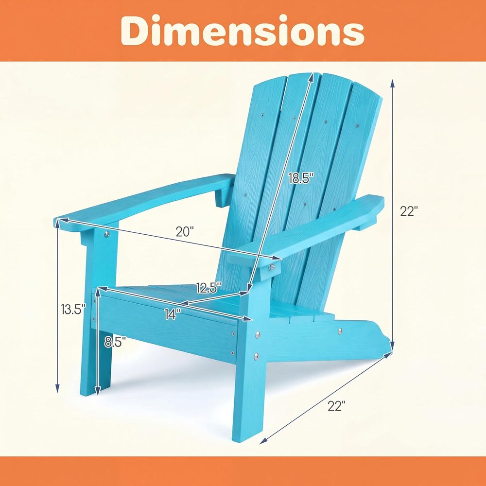 Kids Adirondack Chair, All-Wea – обзор и цена Kids Outdoor Adirondack Chair