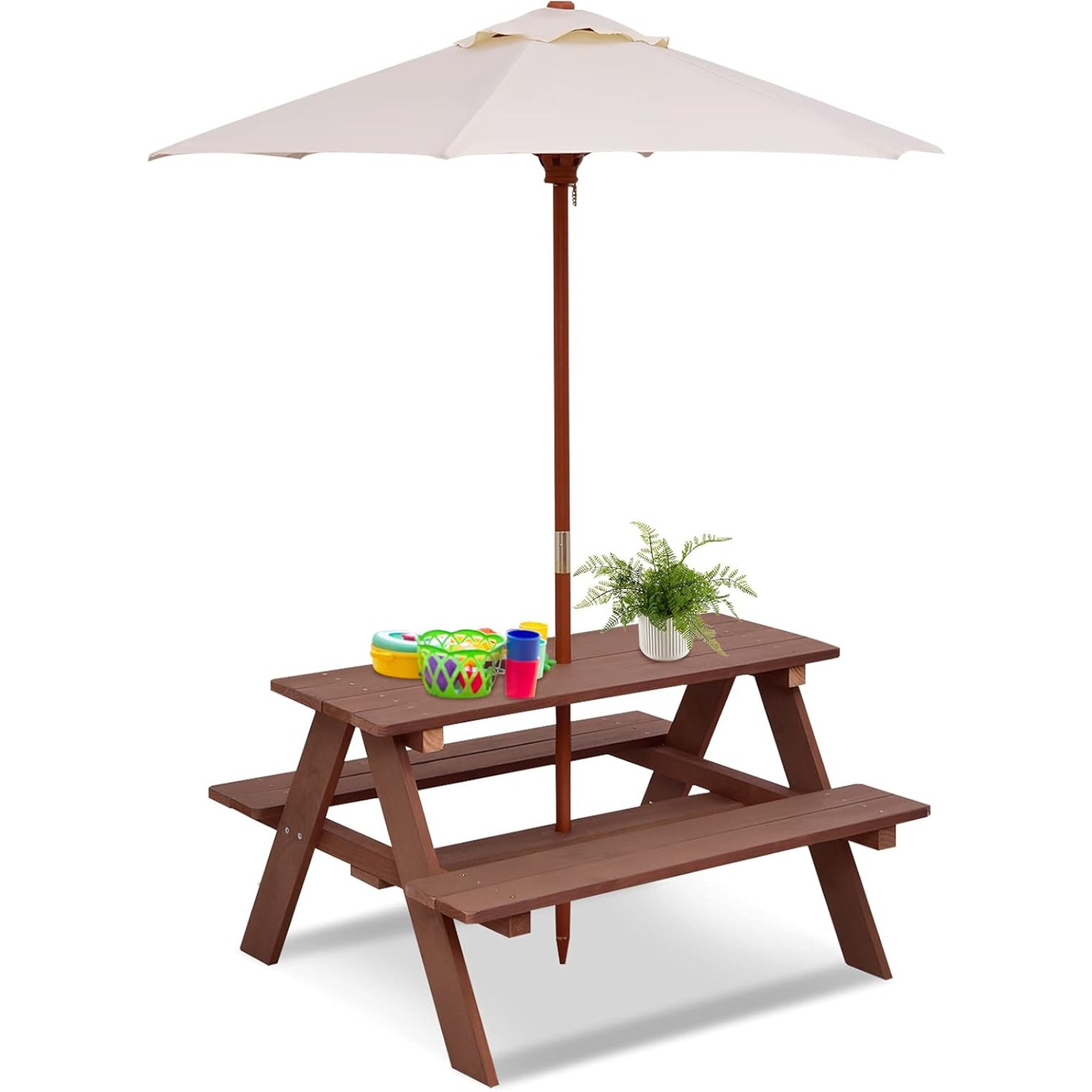 Kids Picnic Table, Outdoor Woo – обзор и цена Kids Outdoor Bench With Umbrella