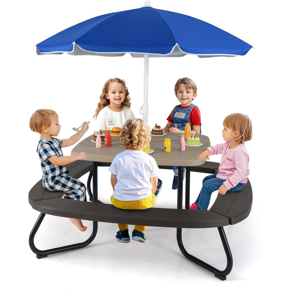 Kids Outdoor Picnic Table with – обзор и цена Kids Outdoor Bench With Umbrella
