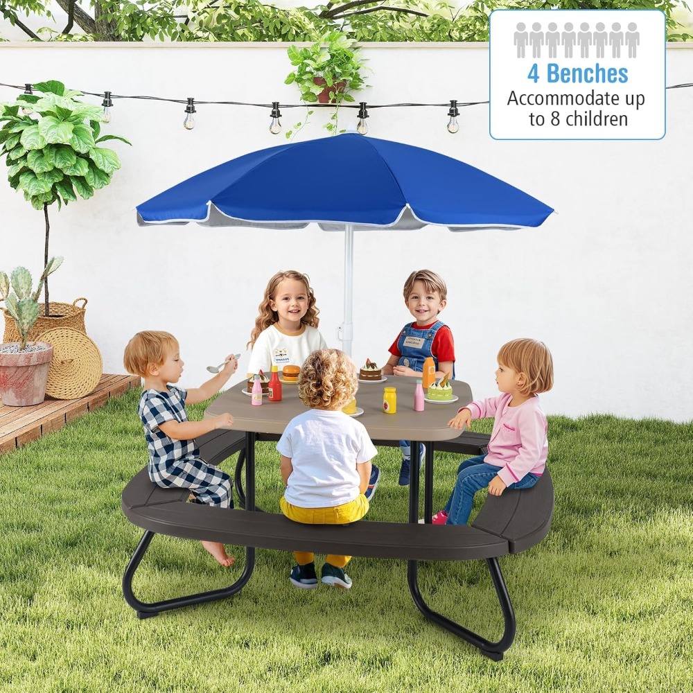 Kids Outdoor Picnic Table with – обзор и цена Kids Outdoor Bench With Umbrella