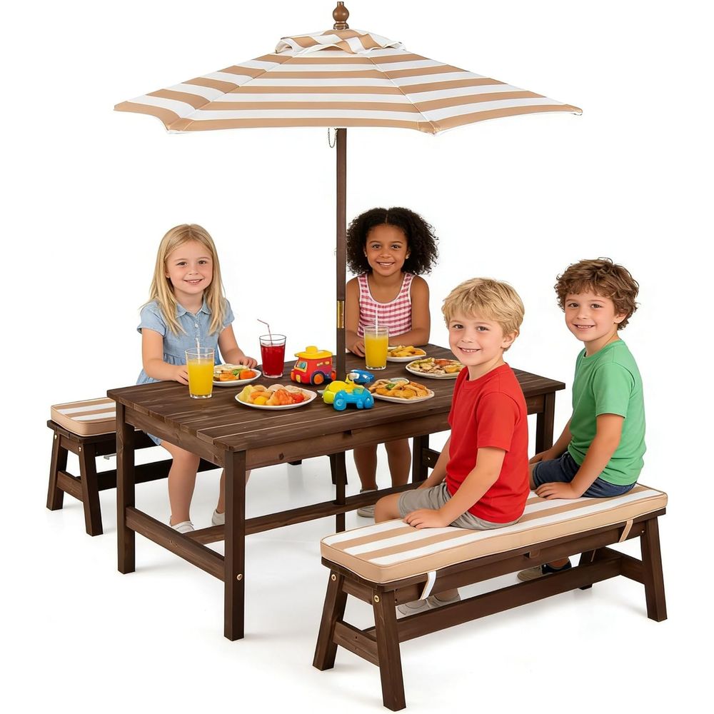Kids Picnic Table, Large 42“x  – обзор и цена Kids Outdoor Bench With Umbrella