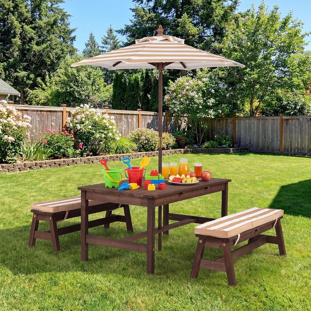 Kids Picnic Table, Large 42“x  – обзор и цена Kids Outdoor Bench With Umbrella