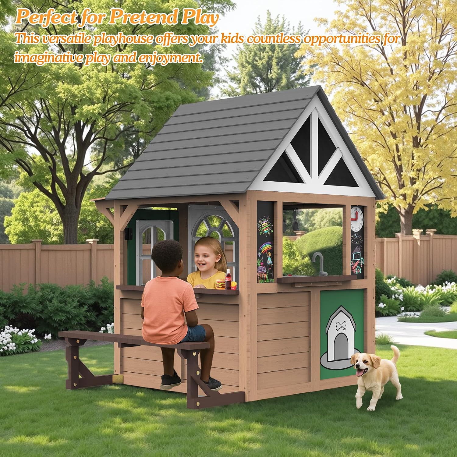 Outdoor Play House for Kids, F – обзор и цена Kids Outdoor House With Kitchen