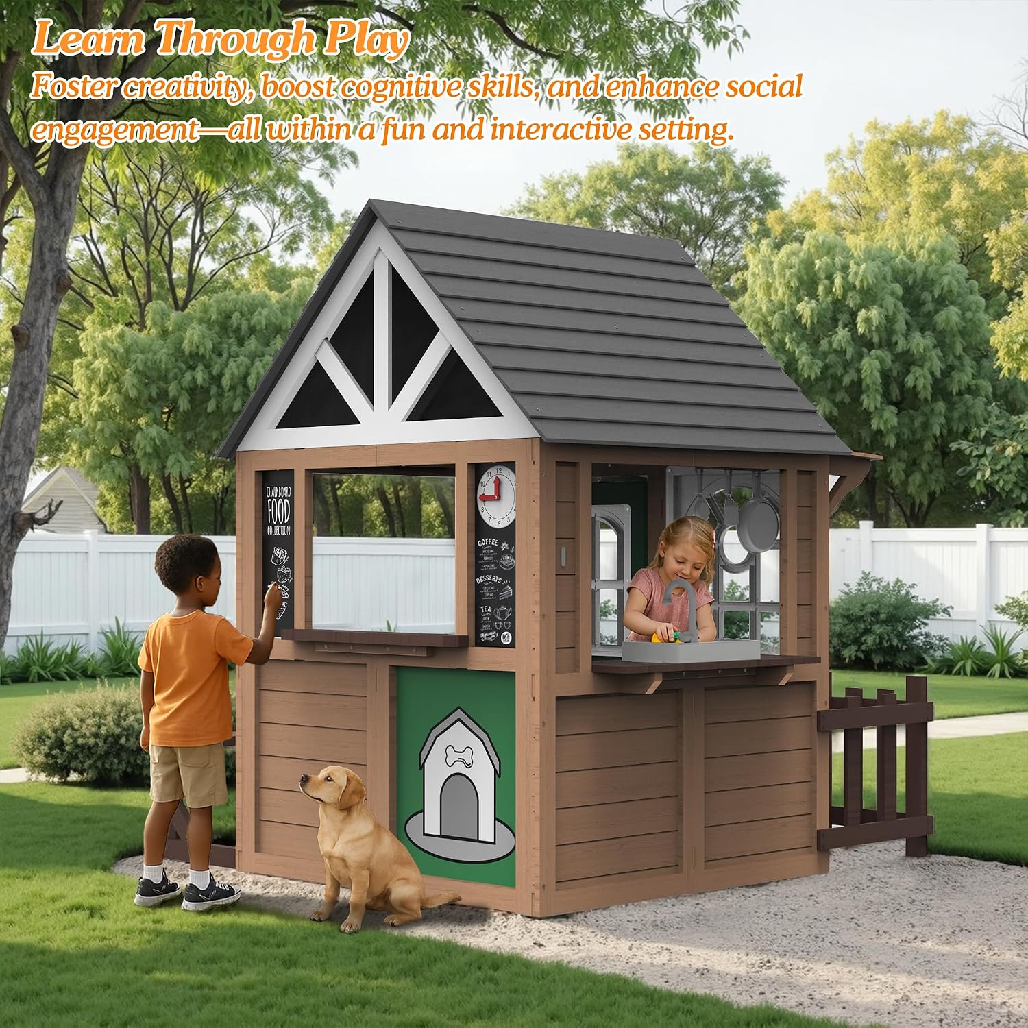 Outdoor Play House for Kids, F – обзор и цена Kids Outdoor House With Kitchen
